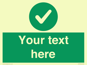 Custom green background, green circle with tick